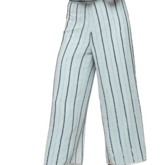 Ice Blue Beaded Palazzo Party Pants - Picture 1 of 6